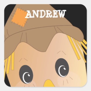 Cuadrada Pegatina de Halloween de Spooky Scarecrow personal