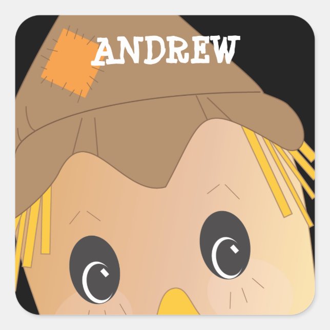 Cuadrada Pegatina de Halloween de Spooky Scarecrow personal (Anverso)