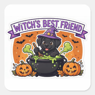 Cuadrada Pegatina de Halloween del mejor amigo de la bruja