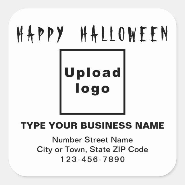 Cuadrada Pegatina de Halloween Empresarial Black and White  (Anverso)