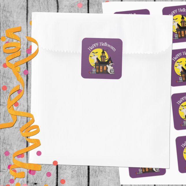 Cuadrada Pegatina de Halloween Haunted House (Subido por el creador)