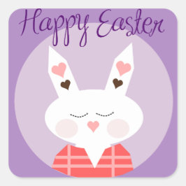Cuadrada Pegatina de Happy Easter Bunny Square