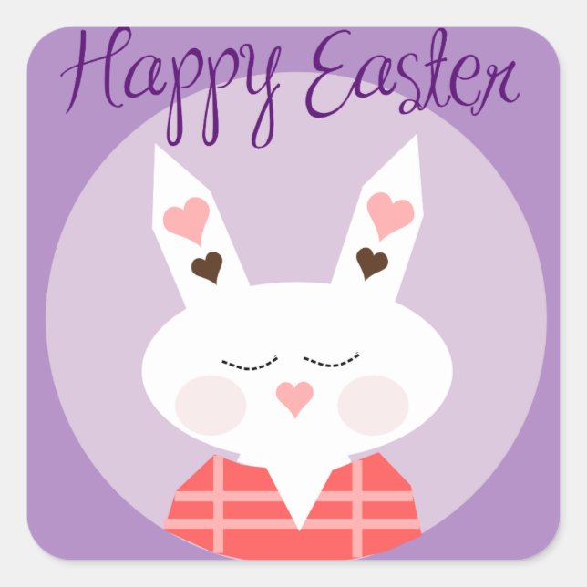 Cuadrada Pegatina de Happy Easter Bunny Square (Anverso)