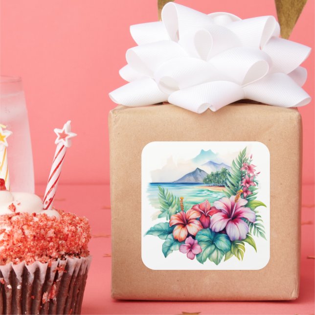 Cuadrada Pegatina de Hawái (Fiesta)