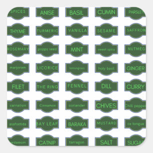 Cuadrada Pegatina de hierbas y especias