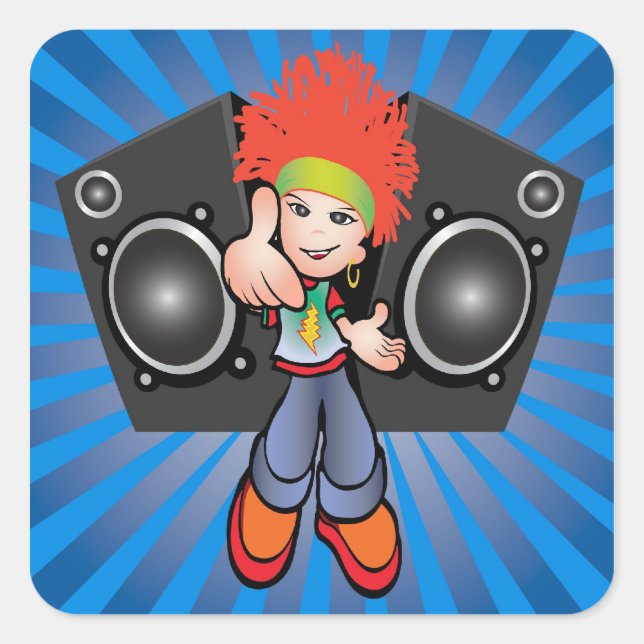 Cuadrada pegatina de hip hop (Anverso)