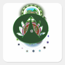 Cuadrada Pegatina de hoja verde