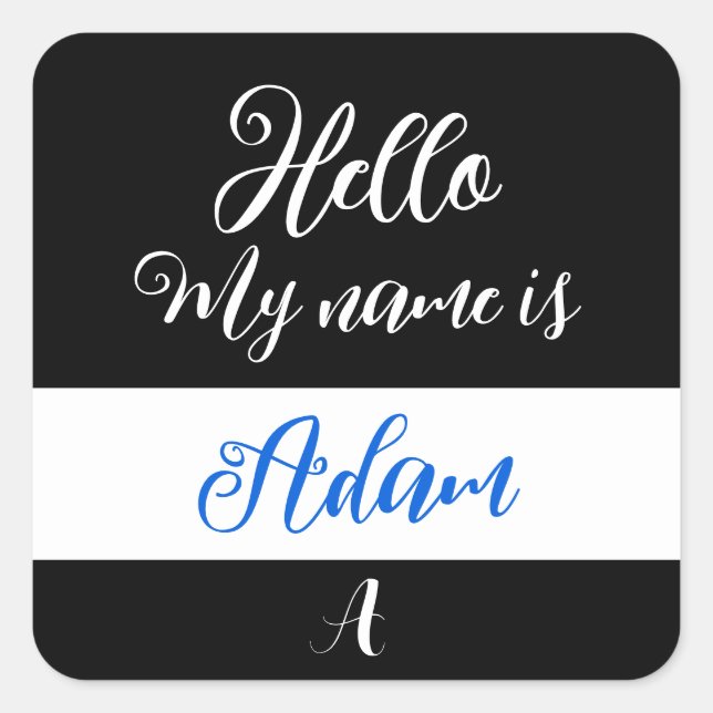 Cuadrada Pegatina de Hola "Hola Mi Nombre es" (Anverso)