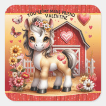 Pegatina de Horse Pony Valentine Barnyard