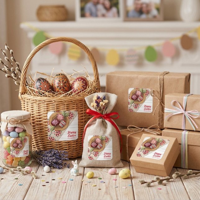 Cuadrada Pegatina de huevo de Pascua personalizada con apel (Subido por el creador)