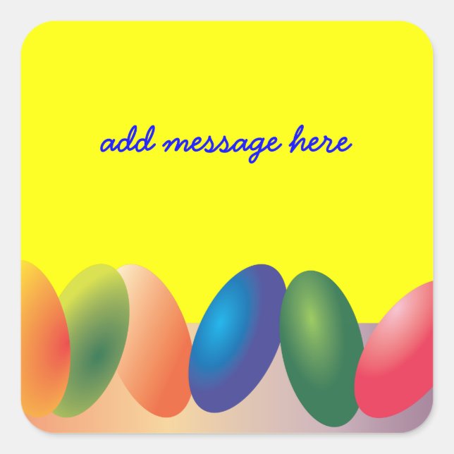 Cuadrada Pegatina de Huevos de Pascua colorido (Anverso)