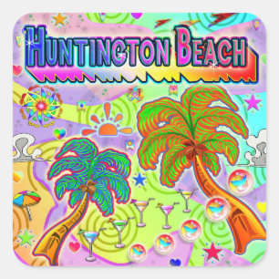 Cuadrada Pegatina de Huntington Beach Vacation Target