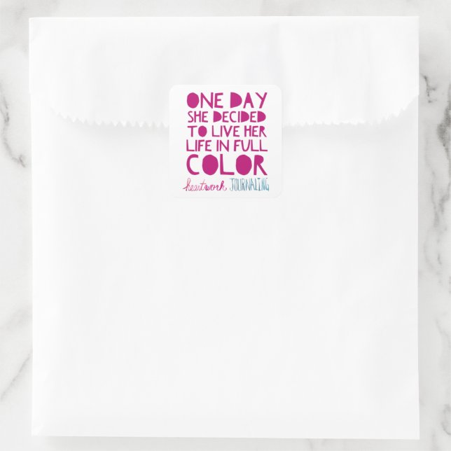 Cuadrada Pegatina de HWJ One Day (Bolso)
