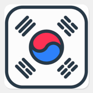 Cuadrada Pegatina de iconos de la bandera coreana en Instag