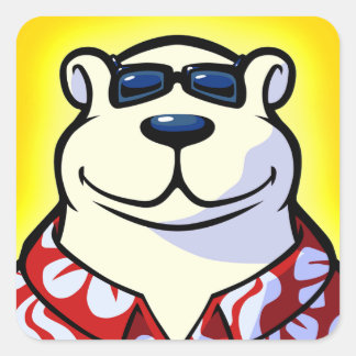 Cuadrada Pegatina de iconos de Polar Bowler