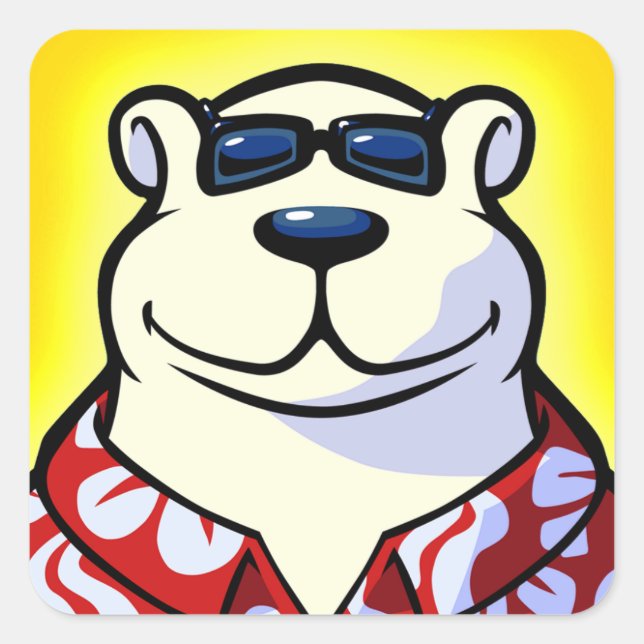 Cuadrada Pegatina de iconos de Polar Bowler (Anverso)