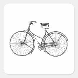 Cuadrada Pegatina de ilustración de bicicleta en blanco y n