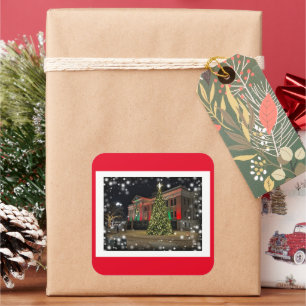 Cuadrada Pegatina de imágenes del árbol de Navidad