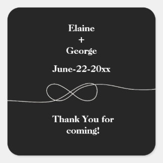 Cuadrada Pegatina de Infinito en Blanco y Negro