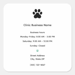 Cuadrada Pegatina de información de contacto de la clínica