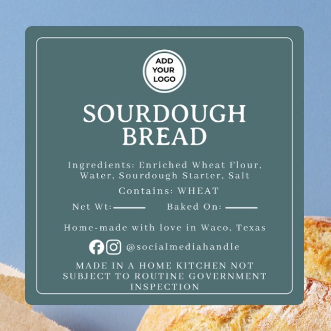 Cuadrada Pegatina de ingrediente de masa fermentada Teal Co (Subido por el creador)