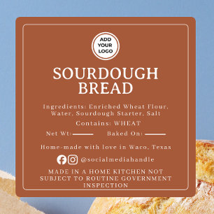 Cuadrada Pegatina de ingrediente Sourdough de cobre Cottage