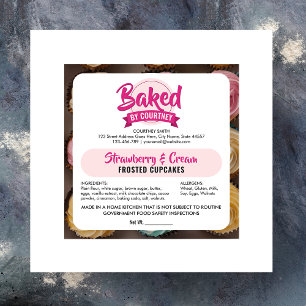 Cuadrada Pegatina de Ingredientes de Panadería Rosa de Moda