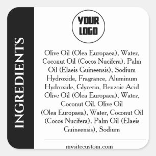 Cuadrada Pegatina de ingredientes de producto blanco negro