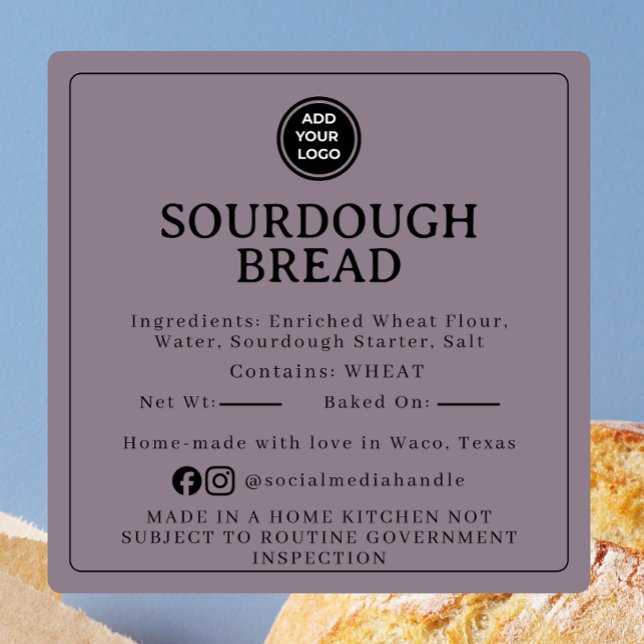 Cuadrada Pegatina de ingredientes para pan de masa madre de (Subido por el creador)
