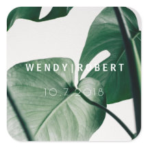 Pegatina de invitación botánica moderna