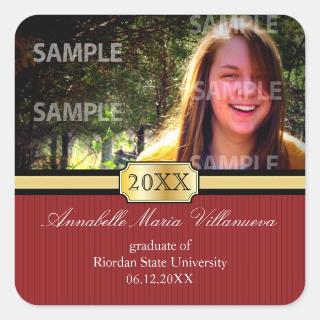 Cuadrada Pegatina de Invitación de graduación de banda de l (Anverso)