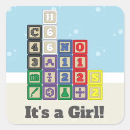 Cuadrada Pegatina de Invitación de los Bloques de los Futur