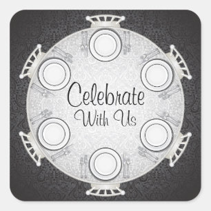 Cuadrada Pegatina de invitaciones a cenas formales