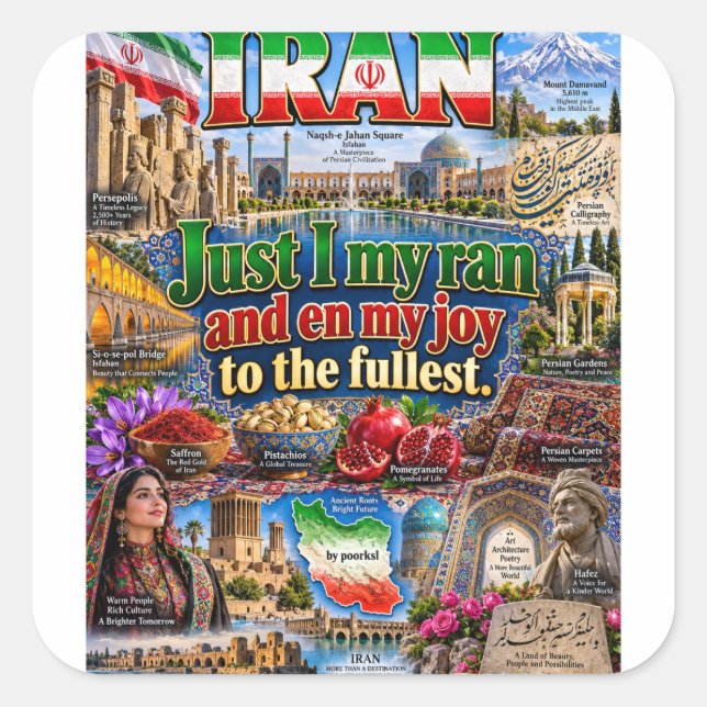 Cuadrada Pegatina de Irán (Anverso)
