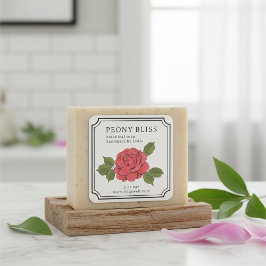 Cuadrada Pegatina de jabón artesanal floral botánico