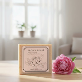 Cuadrada Pegatina de jabón floral botánico hecho a mano