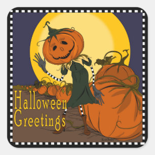 Cuadrada Pegatina de Jackolantern de Halloween