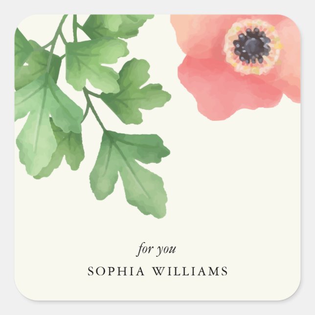 Cuadrada Pegatina de jardín acuático (Anverso)