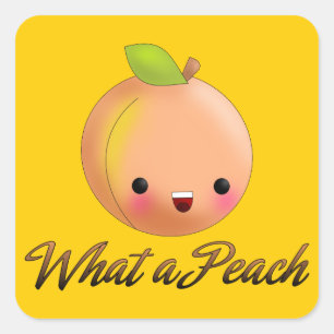 Cuadrada Pegatina de Kawaii Peach