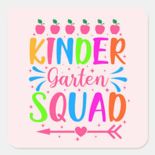 Cuadrada Pegatina de Kindergarten Squad Square