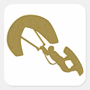 Cuadrada Pegatina de Kitesurf de Oro