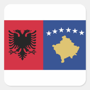 Cuadrada pegatina de kosovo y albania