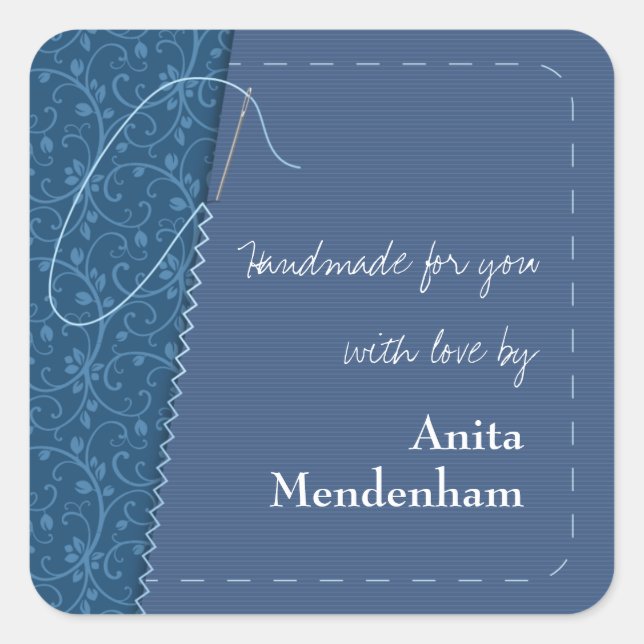 Cuadrada Pegatina de la aguja de coser hecha a mano (Anverso)