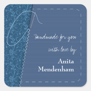 Cuadrada Pegatina de la aguja de coser hecha a mano