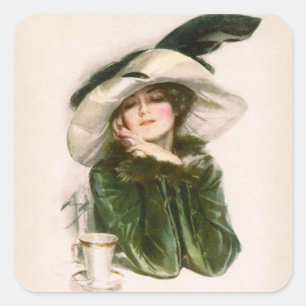 Cuadrada Pegatina de la "alegría" de Harrison Fisher