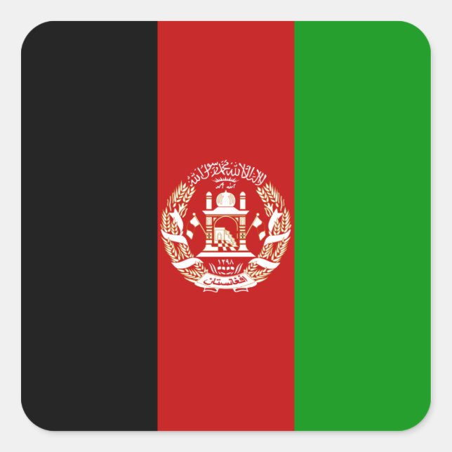 Cuadrada Pegatina de la bandera de Afganistán (Anverso)