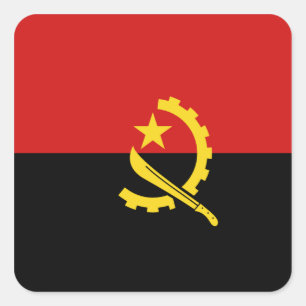Cuadrada Pegatina de la bandera de Angola