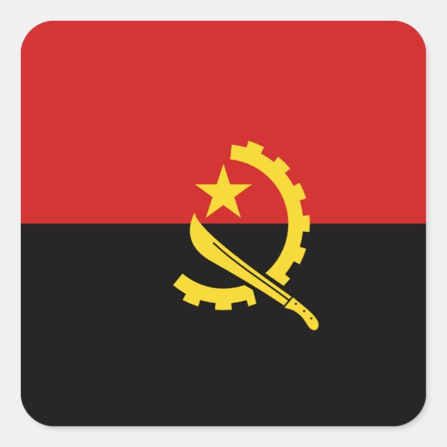 Cuadrada Pegatina de la bandera de Angola (Anverso)