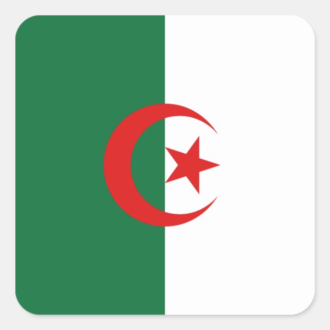 Cuadrada Pegatina de la bandera de Argelia (Anverso)