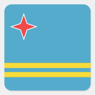 Cuadrada Pegatina de la bandera de Aruba